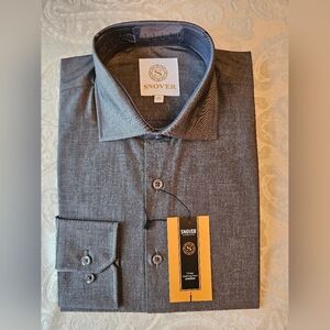 100% Cotton Black Formal Button Down Shirt, 40 Snover, NWT